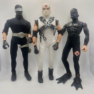 Lot Of 3 Vintage 12" GI Joe & Cobra Figures Snake Eyes Ninja Storm Shadow Moray